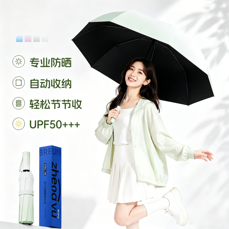 正雨遮阳太阳防晒伞防紫外线女小巧便携五折抗风晴雨折叠高颜9063高清大图