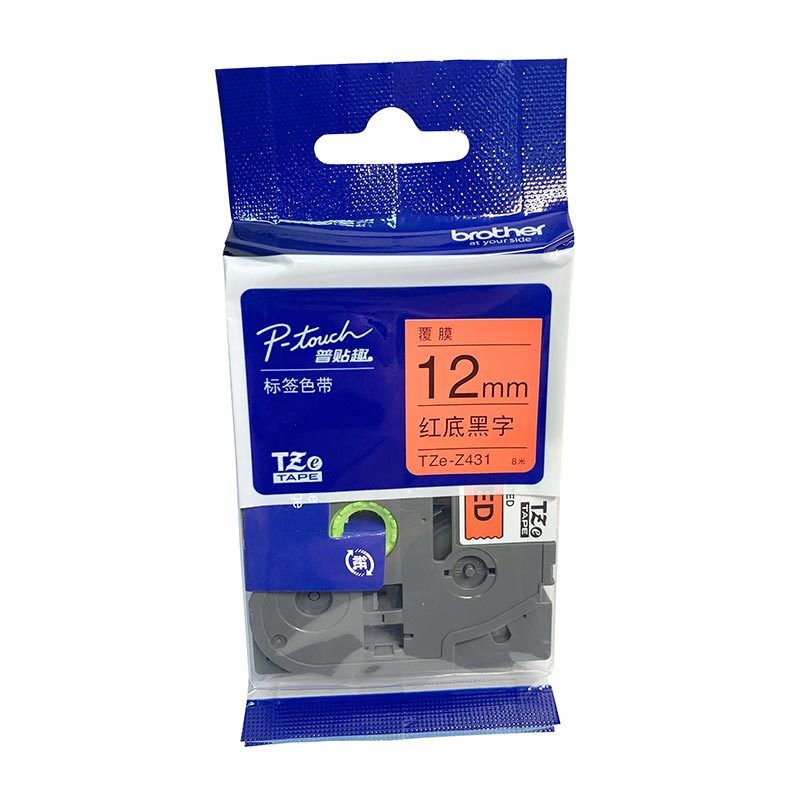 兄弟(brother)标签色带TZe-Z431 红底黑字 12mm 原装正品