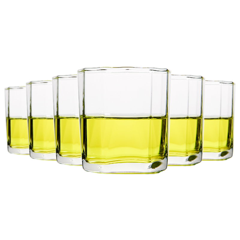 ocean进口透明无铅玻璃水杯耐热茶杯果汁杯子金字塔异形水杯260ML6只高清大图