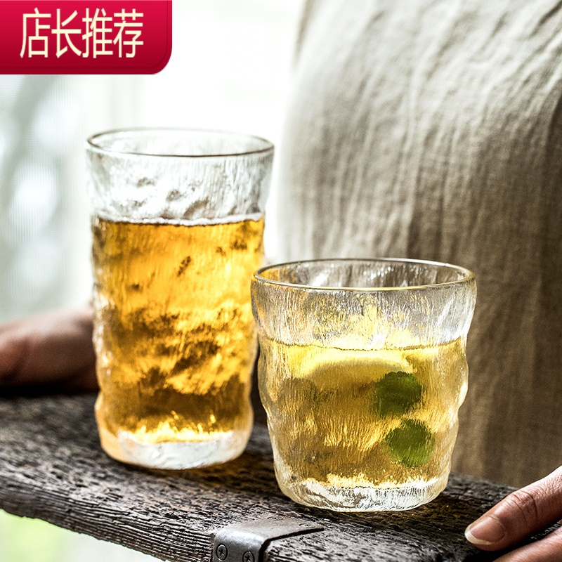 家用磨砂加厚水杯 高颜值威士忌冰啤酒杯饮料杯子JING PING 冰川玻璃高杯