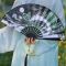 白色-高富帅 单独扇子 9寸双面九尾狐甩扇子男女霸气蹦迪扇夏季古风便携舞蹈折叠扇
