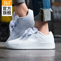 361°女士鞋运动板鞋樱花粉色蝴蝶结休闲鞋子361°厚底小白鞋