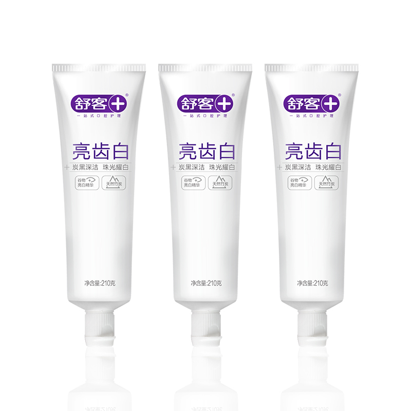 舒客+ 亮齿白牙膏(竹炭+天然珍珠)210克x3