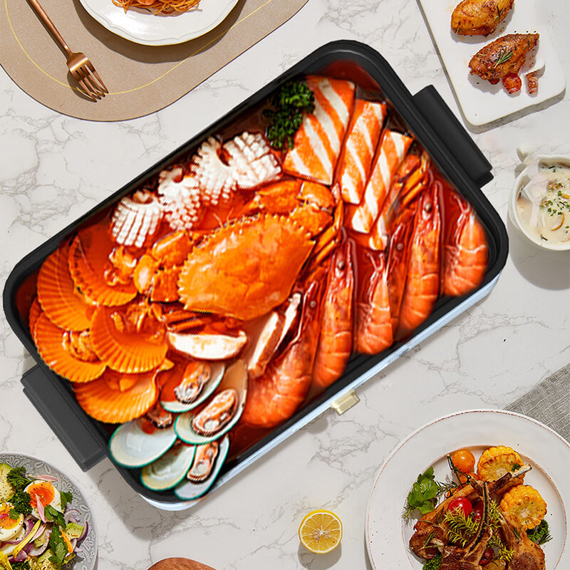 炊大皇(COOKER KING)多功能焖煮涮一体电烤炉 家用3升超大容量(料理锅)CDH-SL1301 蓝色 / 台高清大图