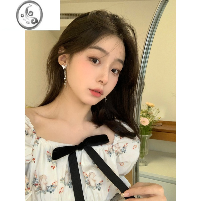 JiMi蝴蝶珍珠流苏耳环小众设计感高级耳钉耳饰女2023新款无耳洞耳夹