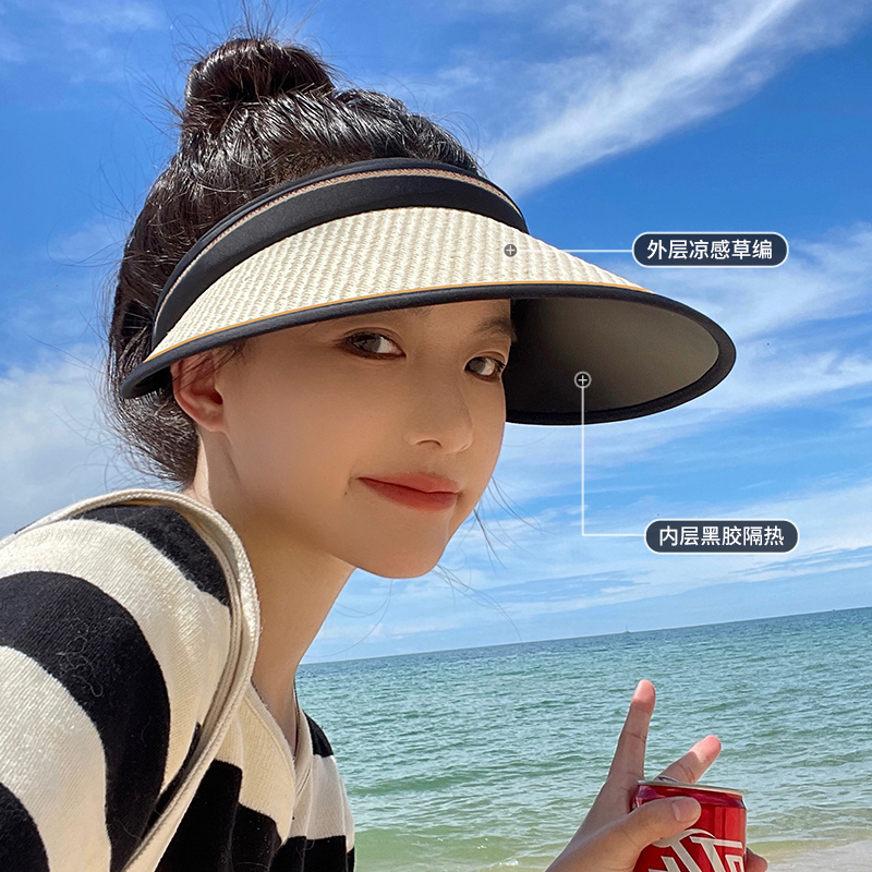 UPF50+大帽檐夏季骑车防紫外线空顶防晒帽女uv太阳帽子遮阳帽5太高清大图