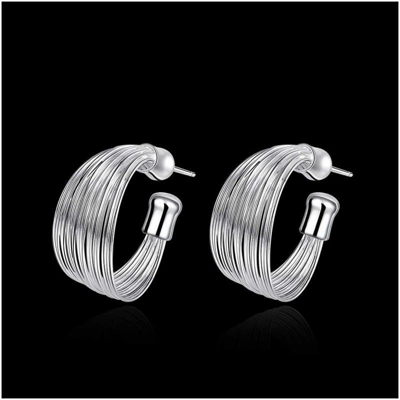 E005 Women silver plated earring 镀925纯银日韩时尚气质耳环女