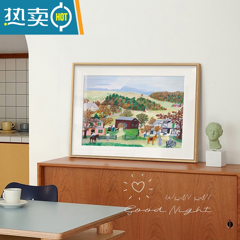 敬平摩西奶奶挂画小清新风景美式田园餐厅正方形卧室系装饰画壁画装饰画高清大图