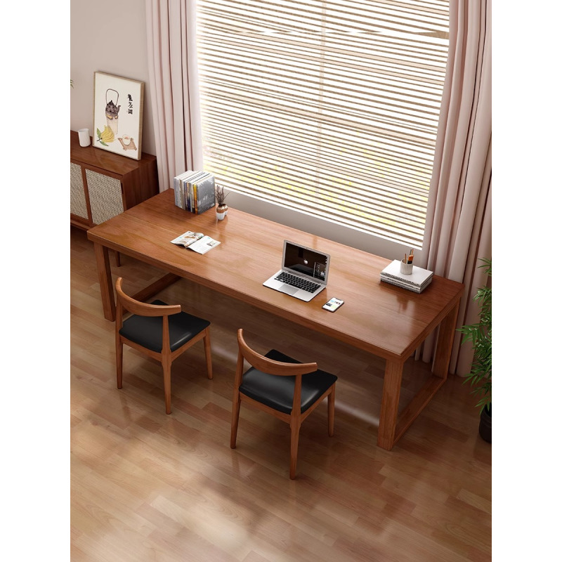 景山百岁 双人书桌学习桌子家用学生实木办公桌现代简约工作台靠窗电脑桌椅