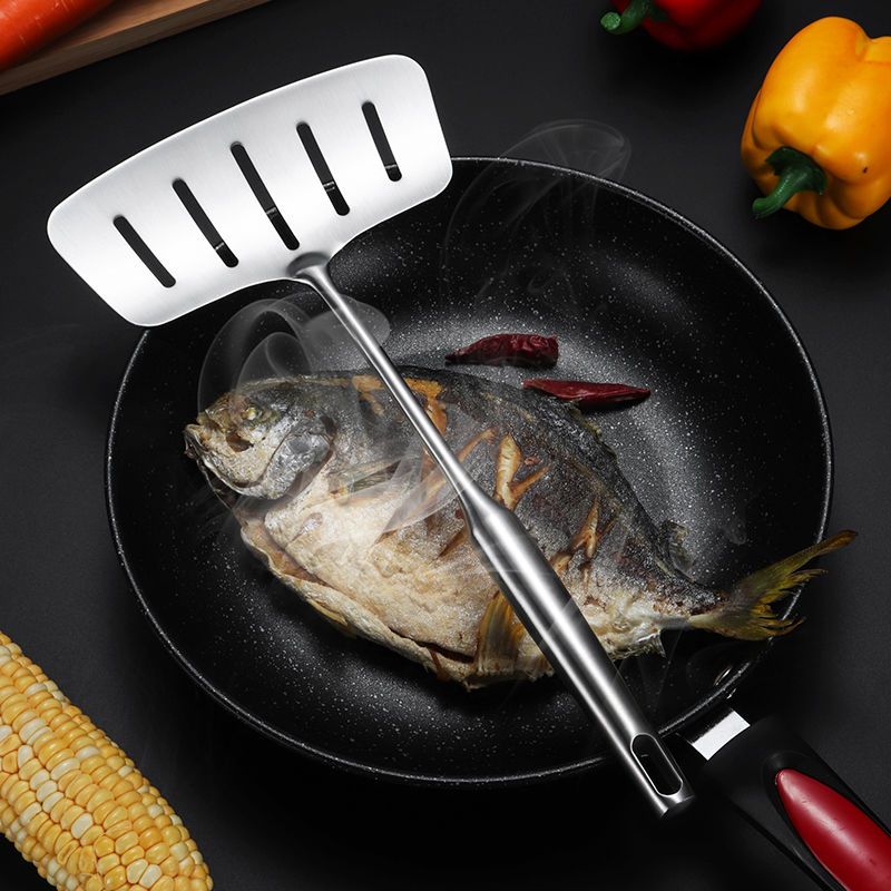 煎鱼铲子翻鱼铲304厨贵妃煎鱼铲子翻鱼铲304不锈钢加厚家用大号平铲