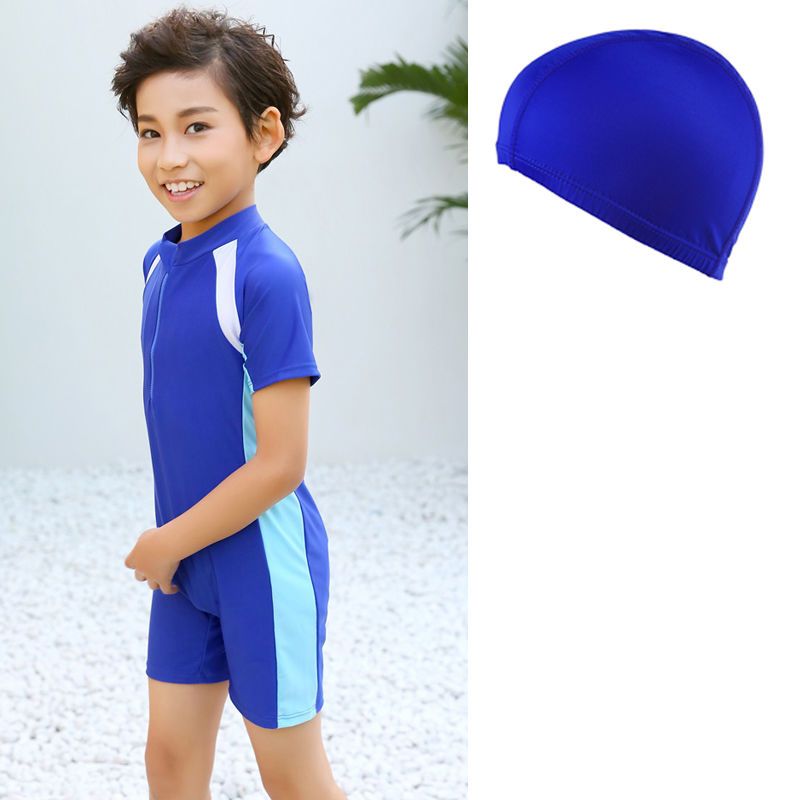 儿童连体游泳衣男女童速干防晒中大童女孩色保守小学生泳装