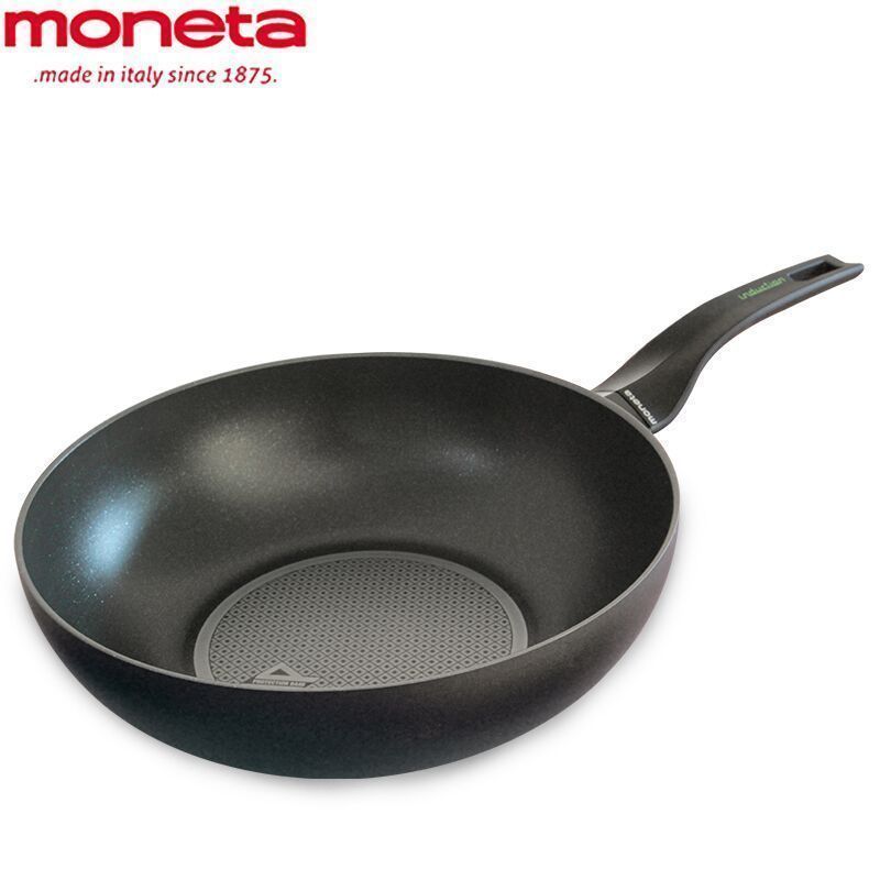 moneta意大利进口钻石系列炒锅30cm加盖炒锅不粘锅少油烟烹饪炒菜锅燃气电磁炉通用