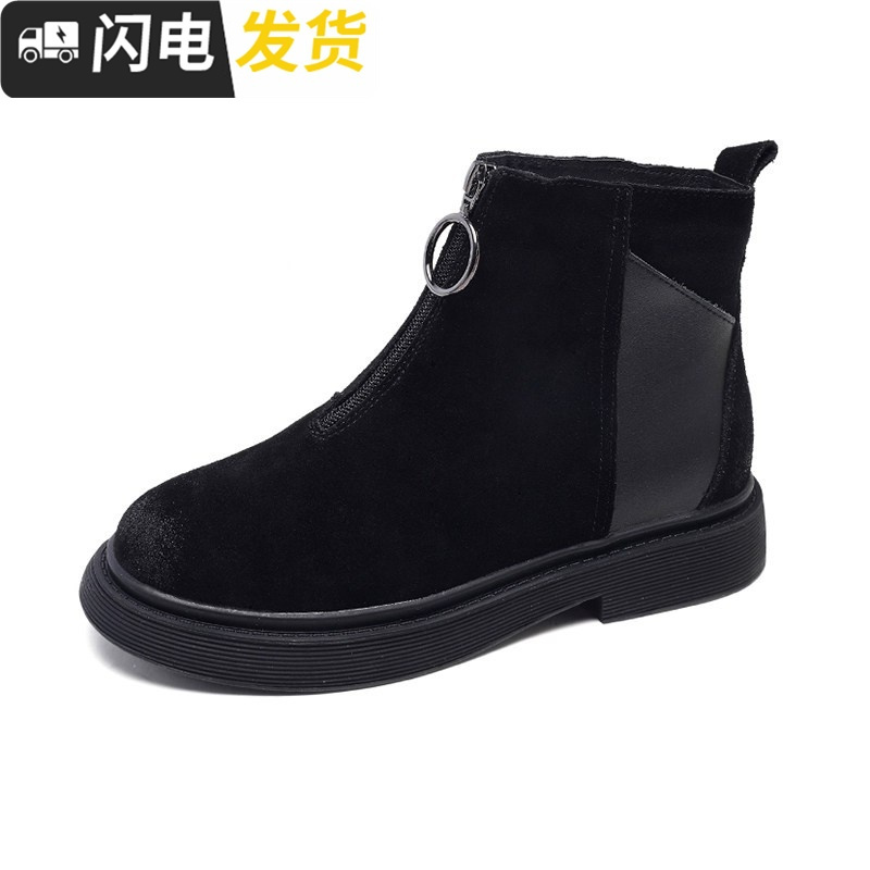 chic马丁靴女英伦风学生2022冬新款韩版百搭短靴ins红切尔西靴启如