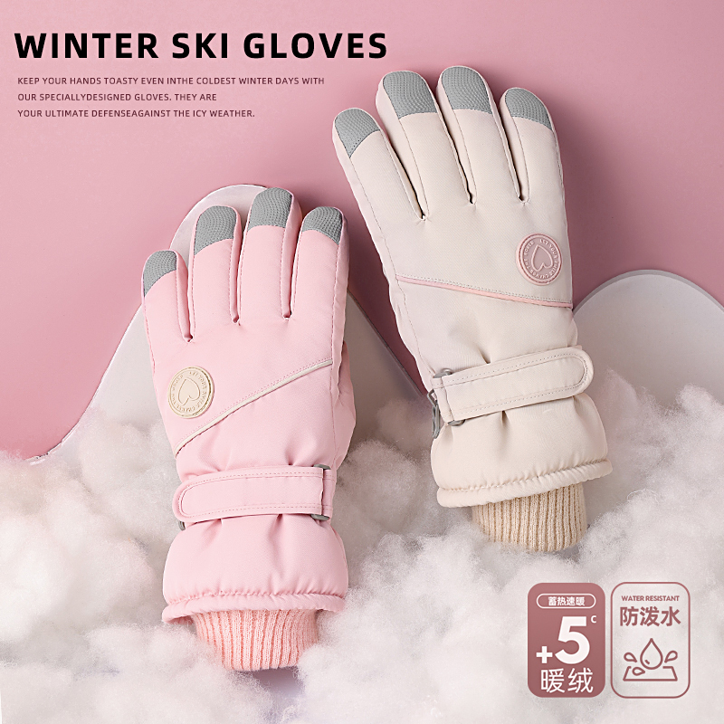 滑雪手套女冬季加绒加厚保暖棉防寒防风防水可触屏摩托车骑行手暖高清大图