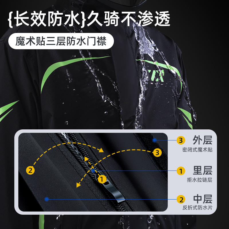 正雨摩托车雨衣骑行男款防暴雨套装分体式外卖骑手电动车防雨雨披9063高清大图