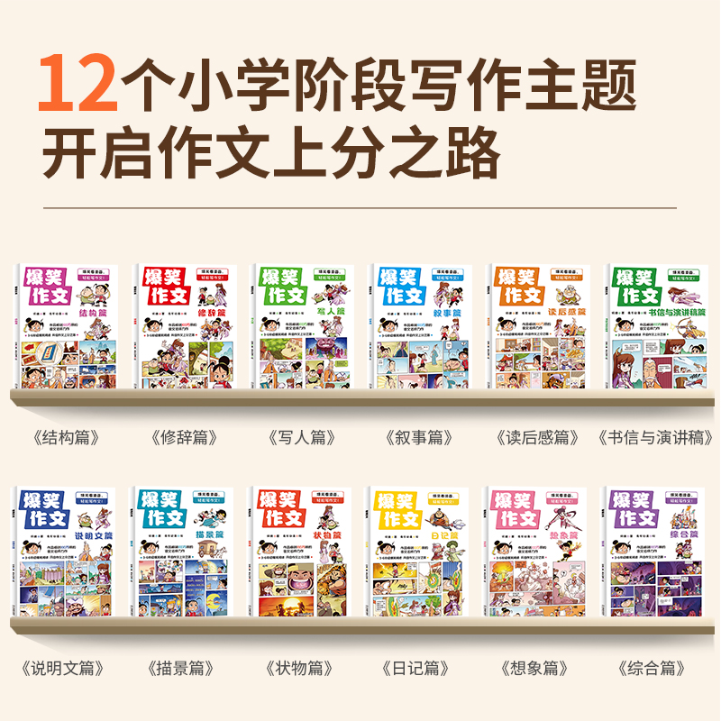 爆笑作文 小学通用 [正版]爆笑作文何捷老师作文课12册结构修辞人写景状物叙事日记说明文书信演讲读后感想象三四五六年级漫高清大图