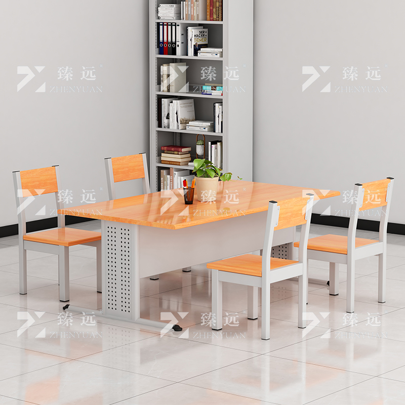 臻远ZY4052917 图书馆阅览桌阅览室桌椅组合 一桌四椅高清大图
