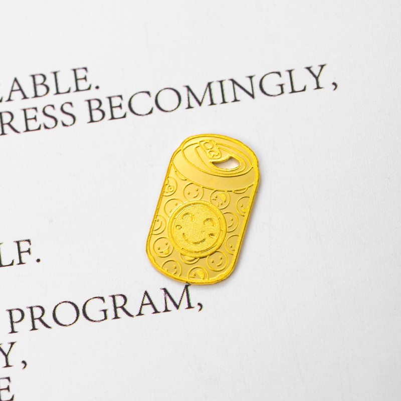 素竹足金黄金au9999金条新款素竹系列异形1克金条emoji可乐罐可佩带附