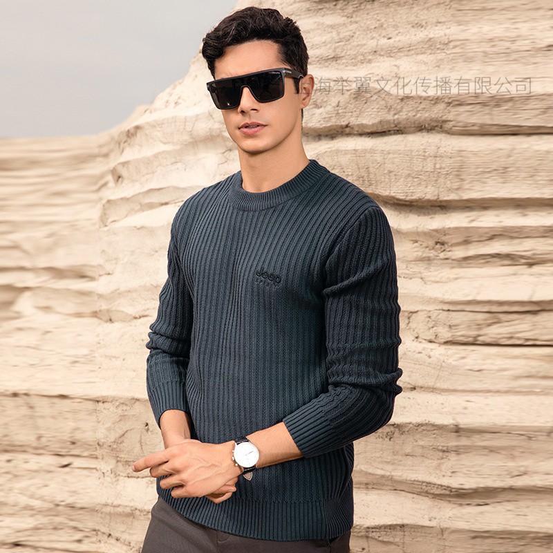 JEEP SPIRIT男士针织衫秋冬新款毛衣男士圆领毛线衣针织打底衫内搭潮流高清大图