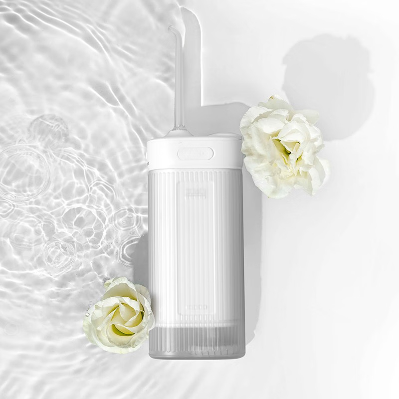 摩飞 冲牙器洗牙器水牙线洁牙器家用便携抽拉水箱清洁器手持立式 MF108 白色