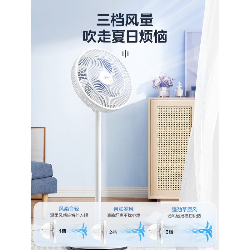 美的(Midea)七叶轻音柔风电风扇家用省电落地扇台式电扇广角摇头节能宿舍小型风扇 SAE35CA 1个高清大图