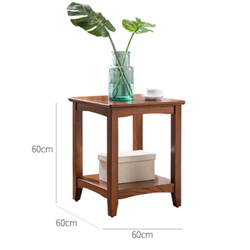 森美人美式边几现代实木沙发边角几小茶几客厅储物柜小方桌简约小边桌子 胡桃色不带抽屉（60*60*60）