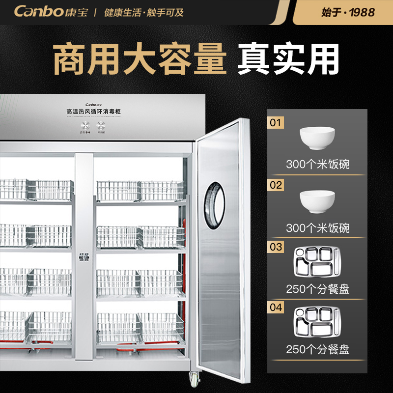 康宝(Canbo)消毒柜 前后双通 热风循环立式高温双开门大容量消毒机酒店厨房食堂消毒碗柜 XDR1700-GFQH2C