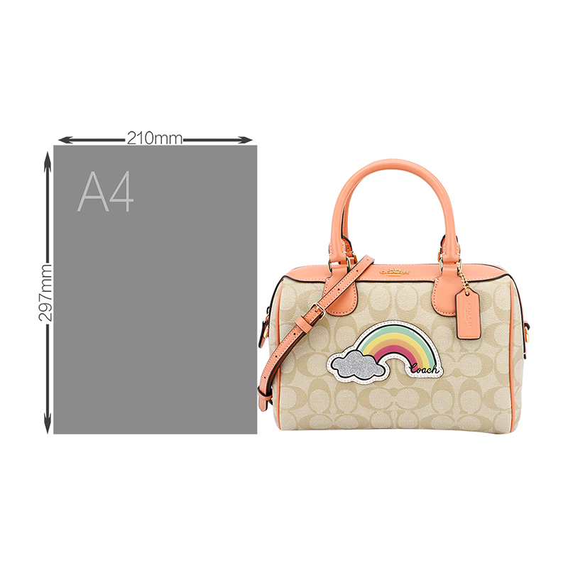 COACH 蔻驰 奢侈品 欧美时尚女士手提包卡其豆沙粉人造革手提单肩斜挎桶包