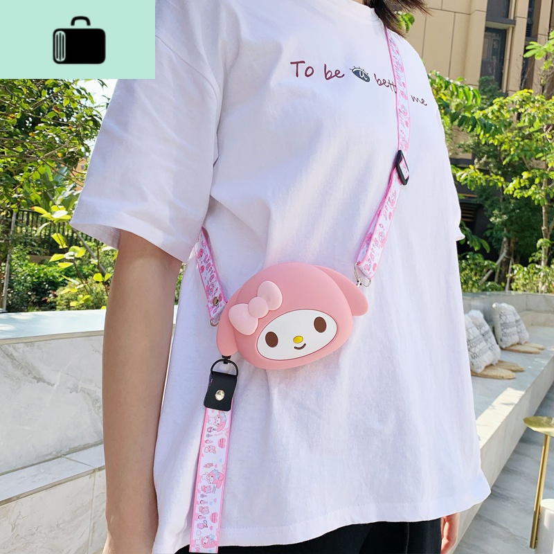 日韩粉色系女包新款休闲可爱卡通零钱包大容量少女儿童斜挎背包包NEWLAKE 中号美乐蒂+长布绳+短手绳