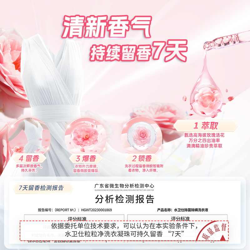 水卫仕粒粒净洗衣凝珠(往日玫瑰)8g*32颗/袋(单腔)高清大图