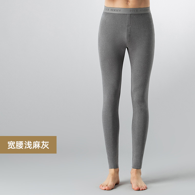 恒源祥秋裤男士薄款春秋单件发热打底裤衬裤青年冬季毛线裤保暖裤 190(XXXXL)否 浅麻灰