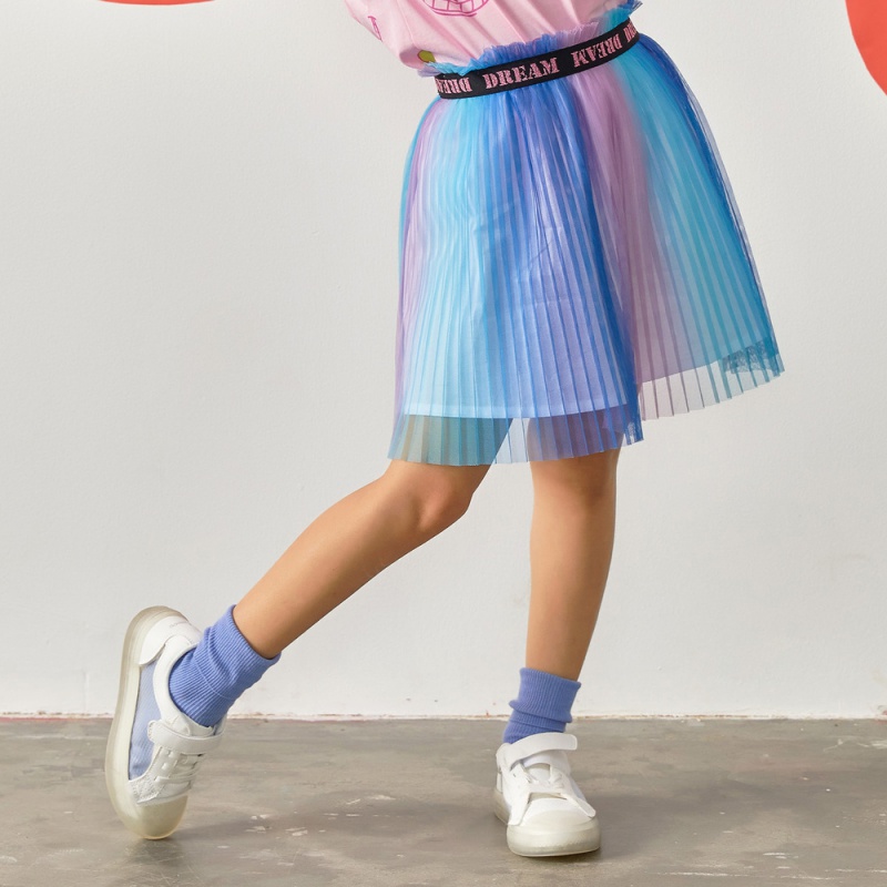 [99元3件]moomoo童装女童半身裙儿童裙子夏季新款洋气蓬蓬女中童网纱半裙高清大图