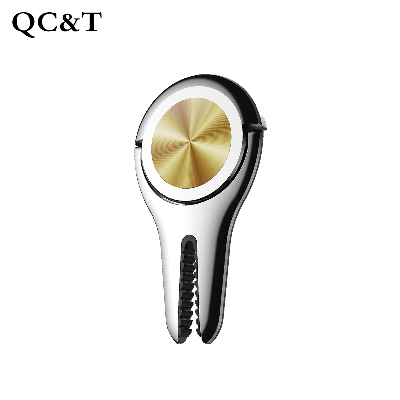 QC&T 新款手机支架卡扣式随影出风口指环车载支架汽车支架手机座手机座通用导航支架 红色