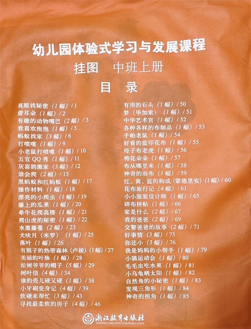 [正版]2022新版 教师挂图 幼儿园体验式学习与发展课程 中班上册 浙江教育出版社 幼儿园教师用书教案与活动设计幼儿高清大图