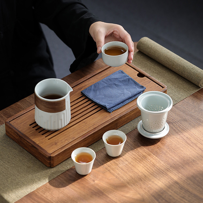 領藝 慢城日式旅行茶具套装便携式包陶瓷功夫家用小套泡茶器茶壶快客杯一壶三杯 慢城快客杯(雅灰)