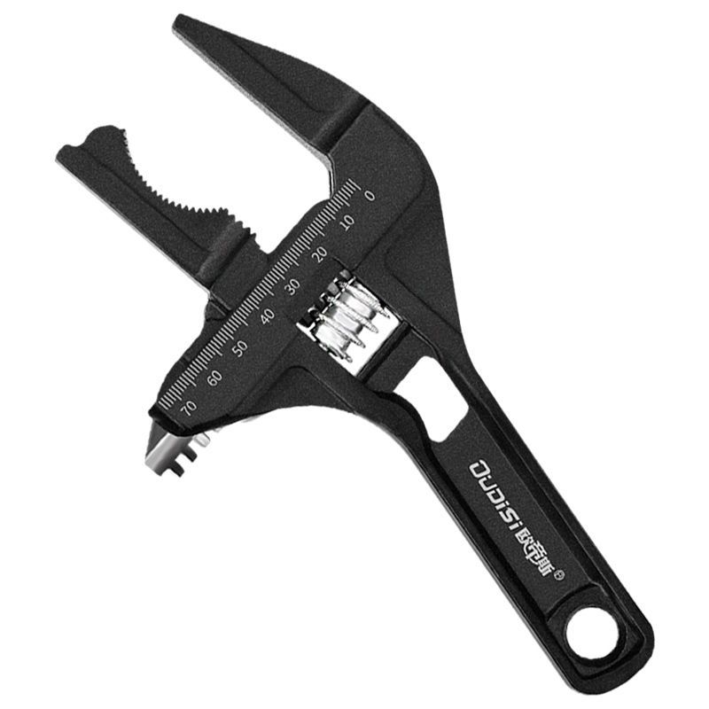 卫浴扳手工具多功能短柄大开口维修板子下水器活口扳手黑骑士圆弧两用