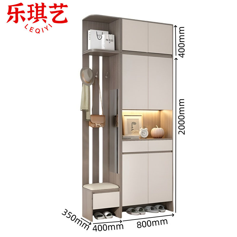 乐琪艺 玄关柜顶柜组合 120*35*240cm(含鞋柜)套高清大图
