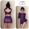 长夜漫漫情趣内衣性感网纱透视免脱包臀裙纯欲网红风床上战袍1933 均码(80-125斤) 紫色