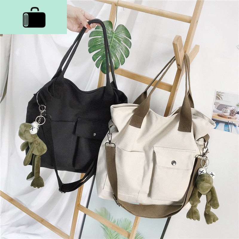 包包女2019新款韩国ins风帆布斜挎包女学生韩版简约百搭大容量包NEW LAKE女斜挎包