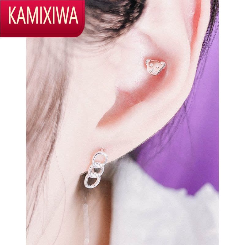 KAMIXIWA设计韩版小巧链条不规则耳圈耳环个性金属耳坠百搭饰品女图片
