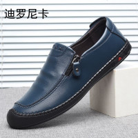 迪罗尼卡2022春夏季新款休闲男鞋套脚懒人鞋圆头男士皮鞋手工鞋真皮鞋1211