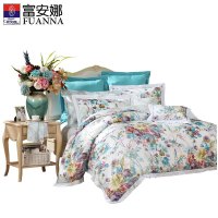 富安娜(FUANNA)家纺纯棉四件套中国风全棉床品套件床上用品被套 清风幽韵