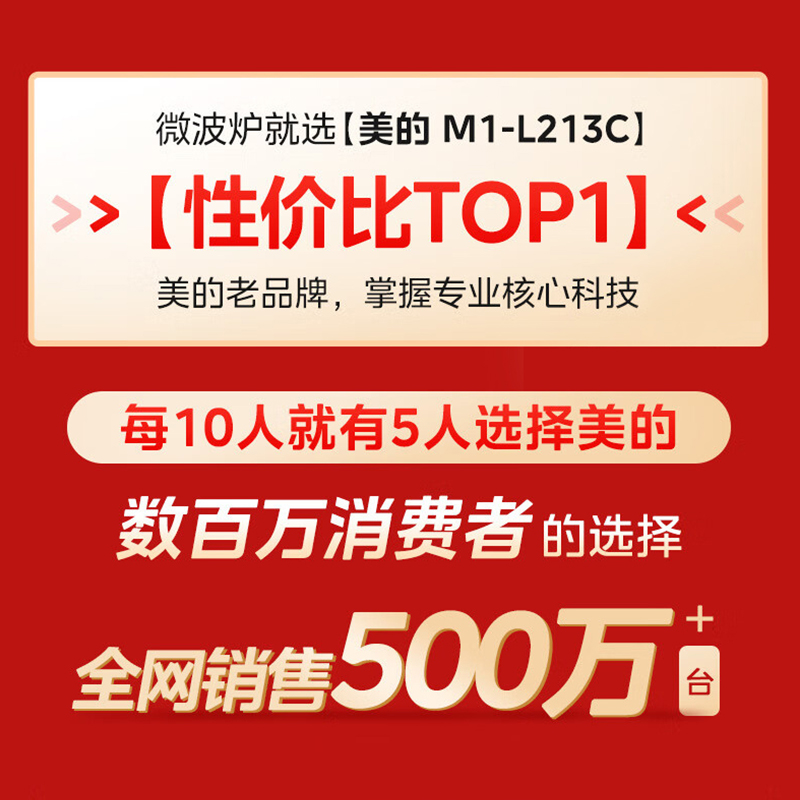 美的(Midea)微波炉家用小型20升转盘加热智能菜单一键解冻杀菌电子除味薄膜按键(M1-L213C)高清大图