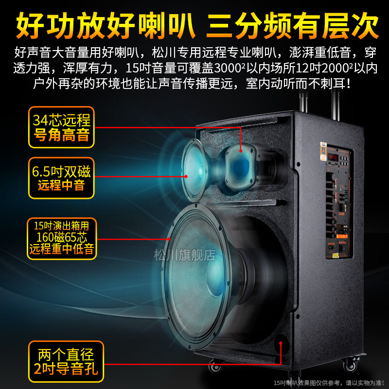 山水(SANSUI)升级松川SG3-10户外音响广场舞音箱移动拉杆舞台专业音箱大功率无线蓝牙话筒木质音响10英寸高清大图