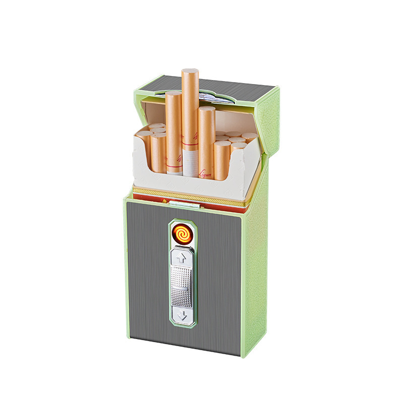 苏宁臻品多功能烟盒点烟器防水抗压男士粗烟夜光烟盒带点烟器20只装