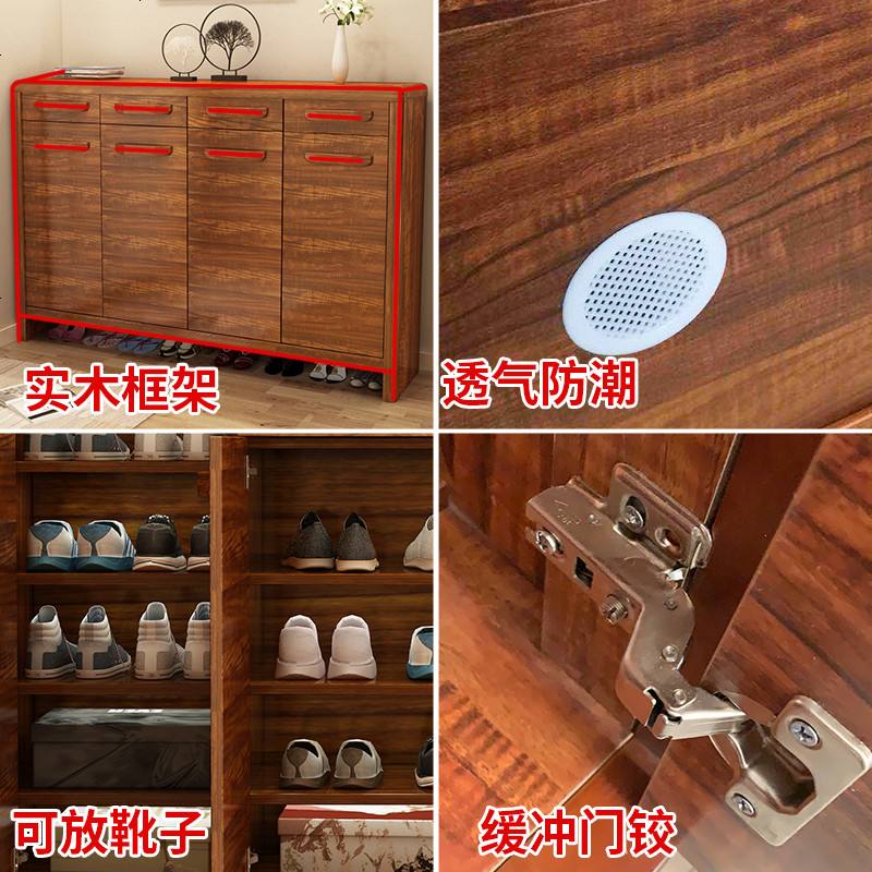新中式实木鞋柜家用口多功能厅收纳柜经济型大容量储物玄关柜高清大图