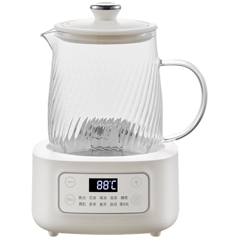 摩动养生壶1.2L全玻璃家用多功能煮茶器单机白色MD-YS01