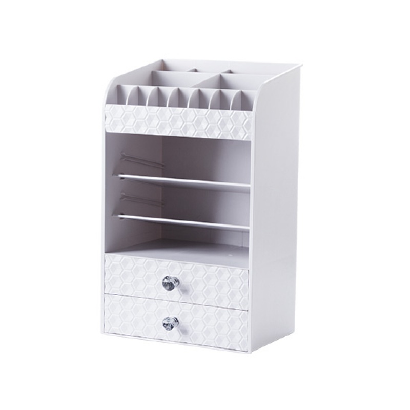 抽屉式化妆品收纳架桌面口红置物架多层梳妆台护肤品收纳盒 白色