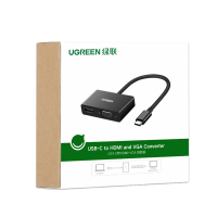 绿联（UGREEN）Type-C扩展坞双屏同显USB-C转HDMI/VGA转接头4K30Hz转换器投屏器通用