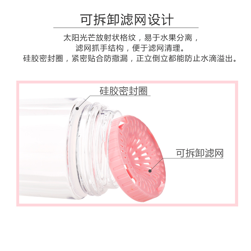 美国contigo康迪克母婴幼儿童果茶杯吸管杯水杯成人防漏果汁杯锁扣运动杯HBC-ASH024-感温变色樱花 560ml
